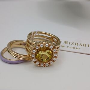 Isaac Mizrahi Gold and Yellow Ring Set NWT